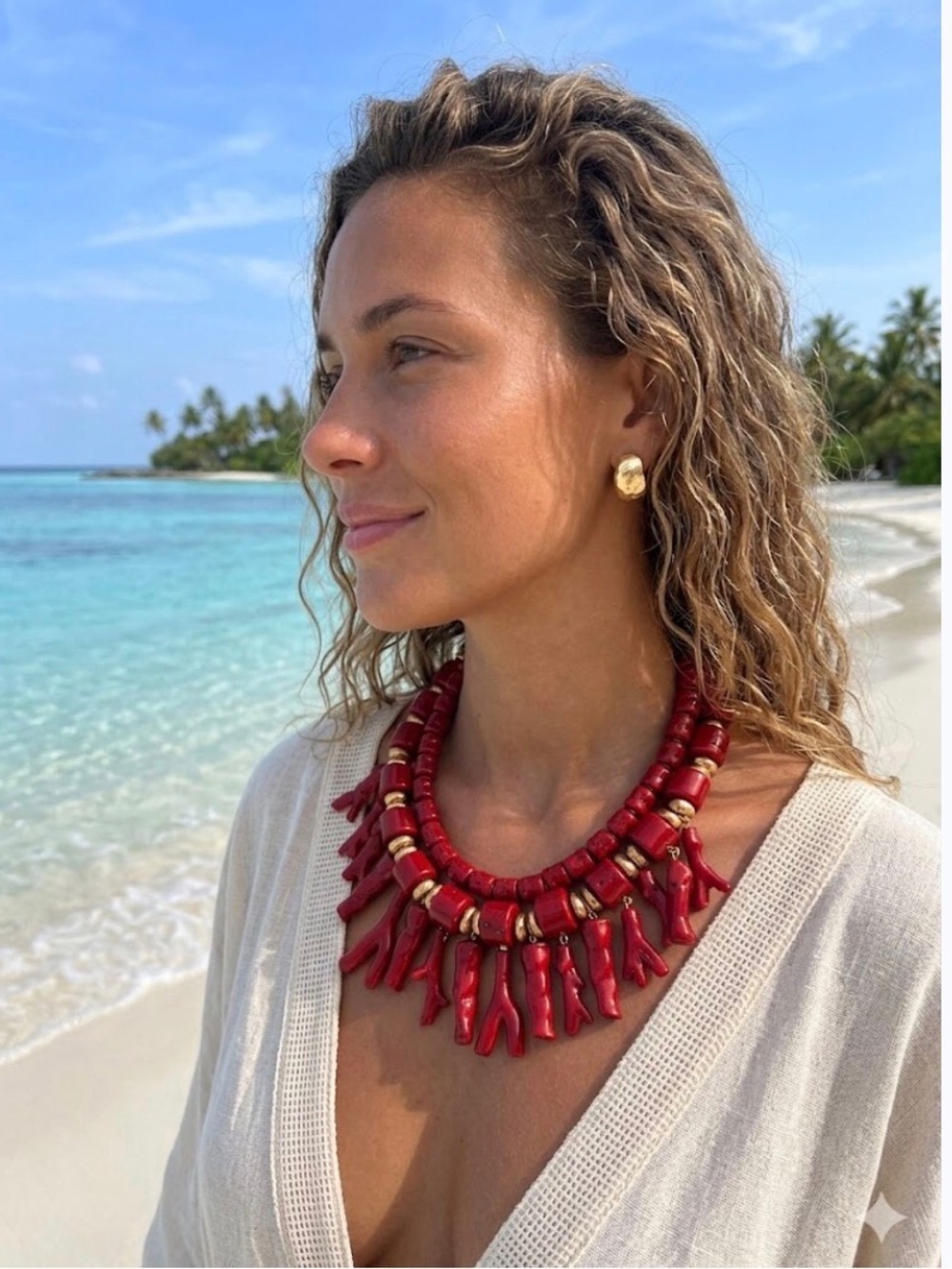 Zara Coral Statement Necklace Set of 2 New In Box Resin Coral 🪸